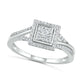 0.38 CT. T.W. Composite Natural Diamond Square Frame Split Shank Bridal Engagement Ring Set in Solid 10K White Gold