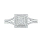 0.38 CT. T.W. Composite Natural Diamond Square Frame Split Shank Bridal Engagement Ring Set in Solid 10K White Gold