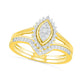 0.33 CT. T.W. Composite Natural Diamond Marquise Frame Sunburst Bridal Engagement Ring Set in Solid 10K Yellow Gold