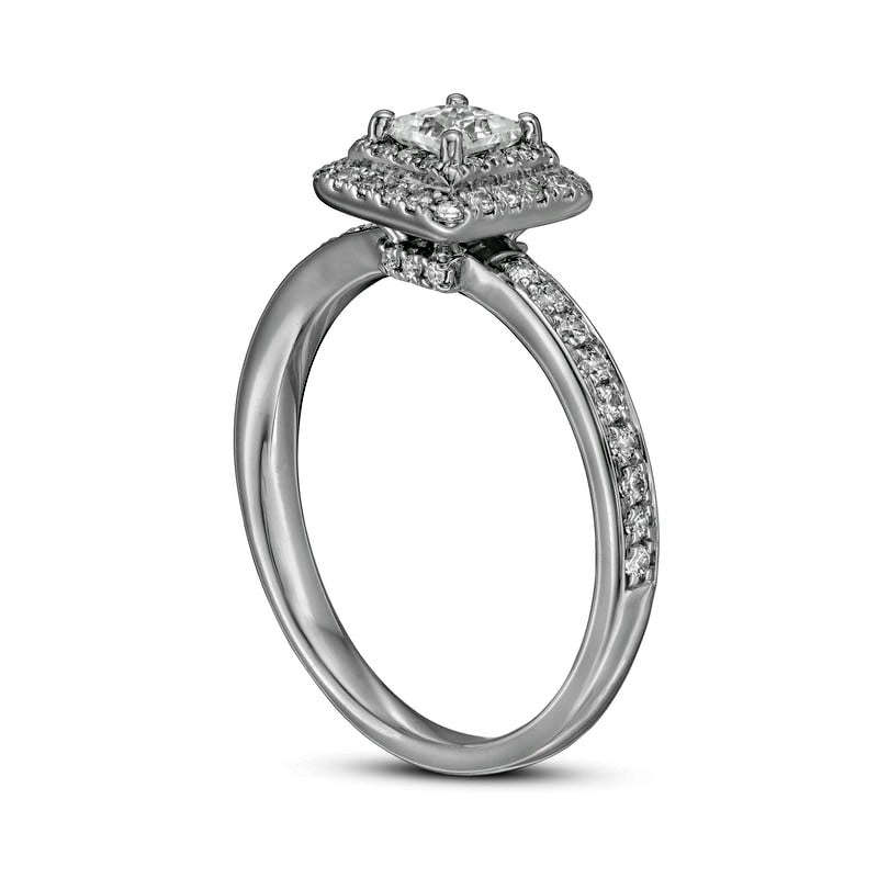 0.75 CT. T.W. Princess-Cut Natural Diamond Double Frame Engagement Ring in Solid 14K White Gold
