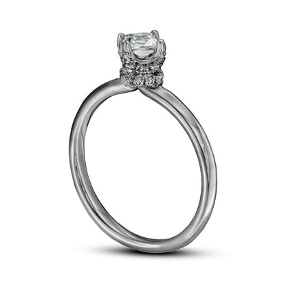 0.63 CT. T.W. Princess-Cut Natural Diamond Tilted Engagement Ring in Solid 14K White Gold