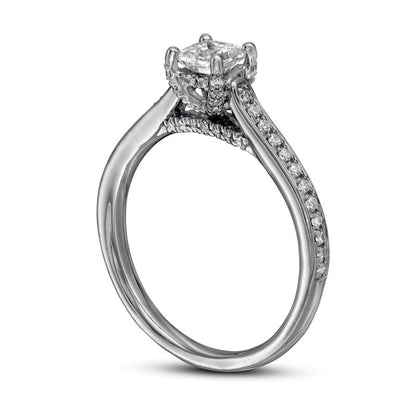 0.75 CT. T.W. Princess-Cut Natural Diamond Engagement Ring in Solid 14K White Gold