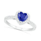 6.0mm Heart-Shaped Lab-Created Blue and White Sapphire Frame Ring in Sterling Silver