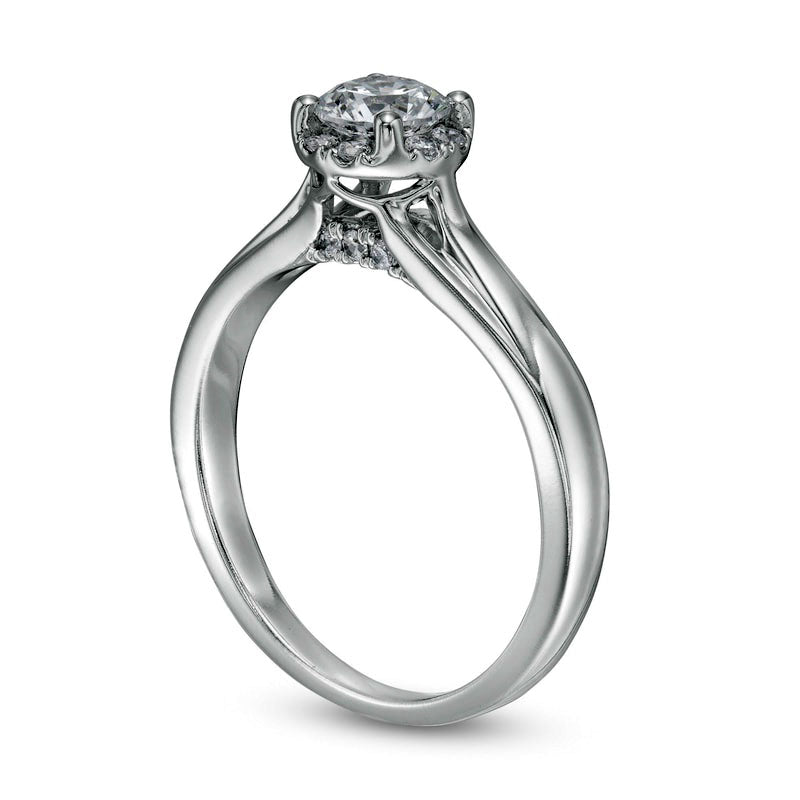 0.75 CT. T.W. Natural Diamond Frame Engagement Ring in Solid 14K White Gold (I/I2)