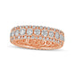 3.0 CT. T.W. Natural Diamond Scallop Edge Antique Vintage-Style Eternity Anniversary Band in Solid 14K Rose Gold