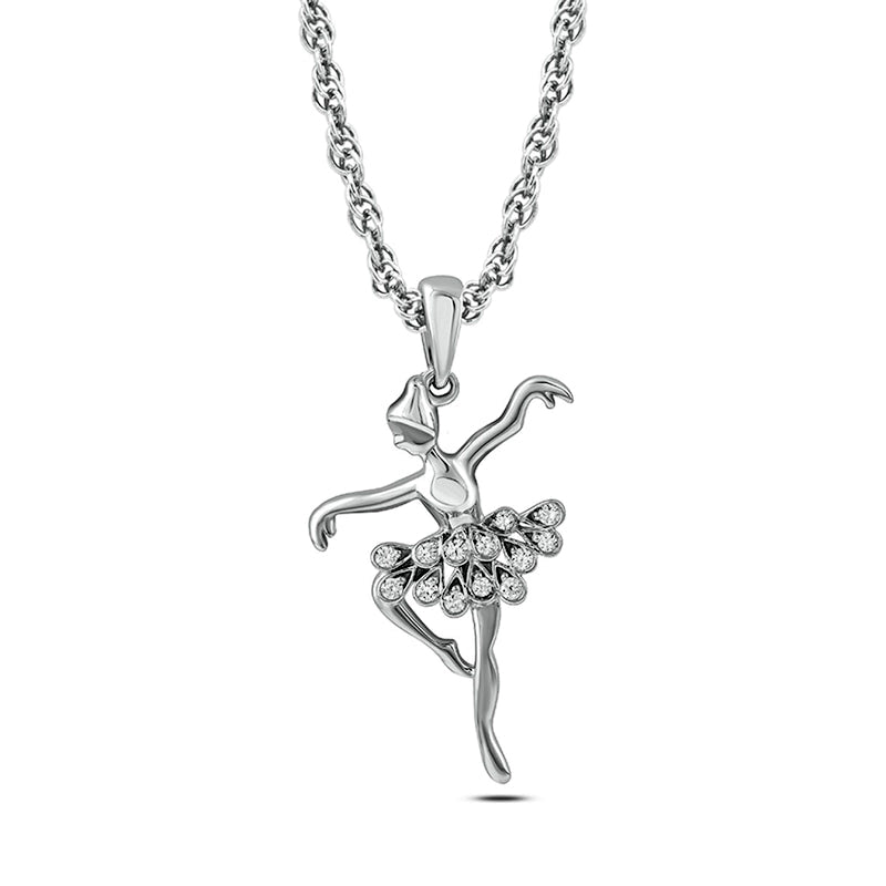 0.1 CT. T.W. Natural Diamond Ballerina Pendant in 10K White Gold