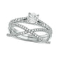1.0 CT. T.W. Natural Diamond Crossover Bridal Engagement Ring Set in Solid 10K White Gold