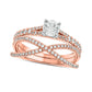 1.0 CT. T.W. Natural Diamond Crossover Bridal Engagement Ring Set in Solid 10K Rose Gold