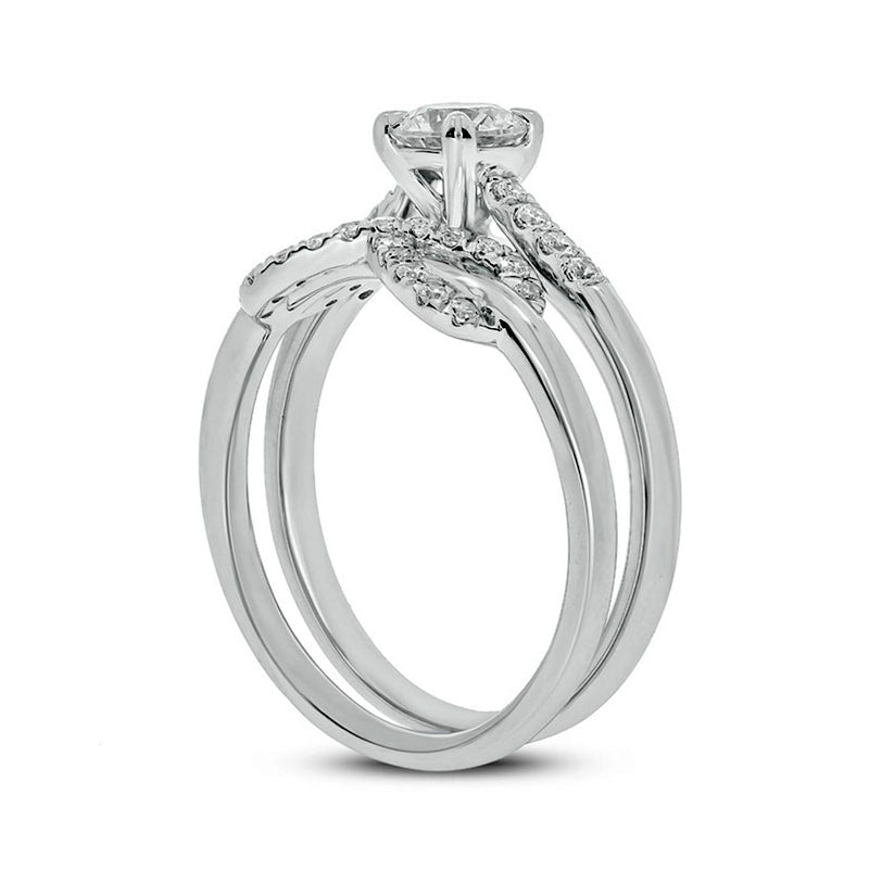 0.75 CT. T.W. Natural Diamond Infinity Bridal Engagement Ring Set in Solid 10K White Gold