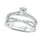 0.75 CT. T.W. Oval Natural Diamond Alternating Crossover Bridal Engagement Ring Set in Solid 10K White Gold