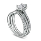 1.5 CT. T.W. Oval Natural Diamond Multi-Row Crossover Bridal Engagement Ring Set in Solid 14K White Gold