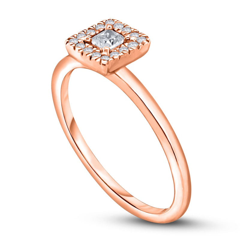 0.20 CT. T.W. Princess-Cut Natural Diamond Frame Promise Ring in Solid 10K Rose Gold