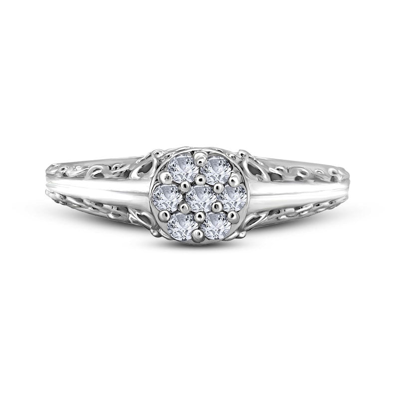 0.20 CT. T.W. Composite Natural Diamond Ornate Promise Ring in Solid 10K White Gold