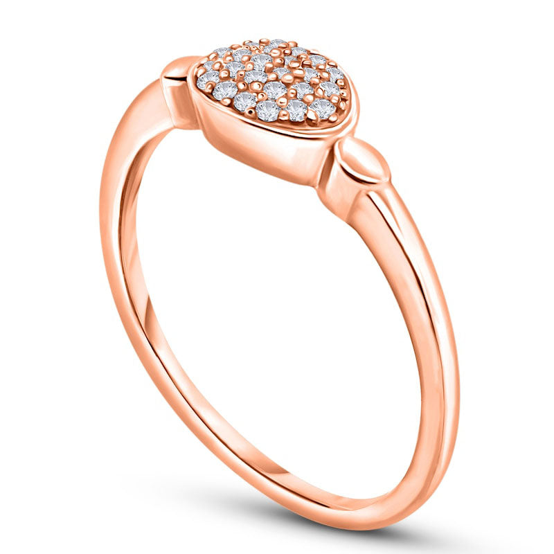 0.07 CT. T.W. Composite Natural Diamond Oval Frame Ring in Solid 10K Rose Gold