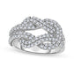 1.0 CT. T.W. Natural Diamond Loop Knot Double Row Ring in Sterling Silver
