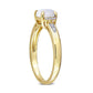 6.0mm Cushion-Cut Opal and 0.05 CT. T.W. Natural Diamond Collar Promise Ring in Solid 10K Yellow Gold