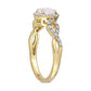 6.0mm Opal and 0.17 CT. T.W. Natural Diamond Frame Infinity Shank Promise Ring in Solid 10K Yellow Gold
