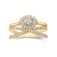 1.0 CT. T.W. Oval Natural Diamond Sideways Frame Criss-Cross Bridal Engagement Ring Set in Solid 14K Gold
