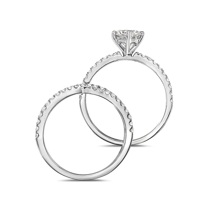 1.63 CT. T.W. Natural Diamond Criss-Cross Bridal Engagement Ring Set in Solid 14K White Gold