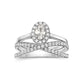 1.0 CT. T.W. Oval Natural Diamond Frame Criss-Cross Bridal Engagement Ring Set in Solid 14K White Gold