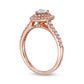 0.88 CT. T.W. Pear-Shaped Natural Diamond Double Frame Engagement Ring in Solid 10K Rose Gold