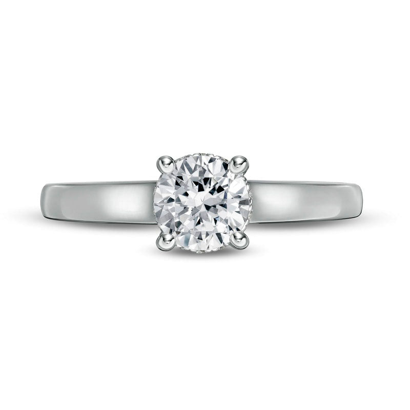 0.88 CT. T.W. Natural Diamond Frame Engagement Ring in Solid 14K White Gold (I/I2)