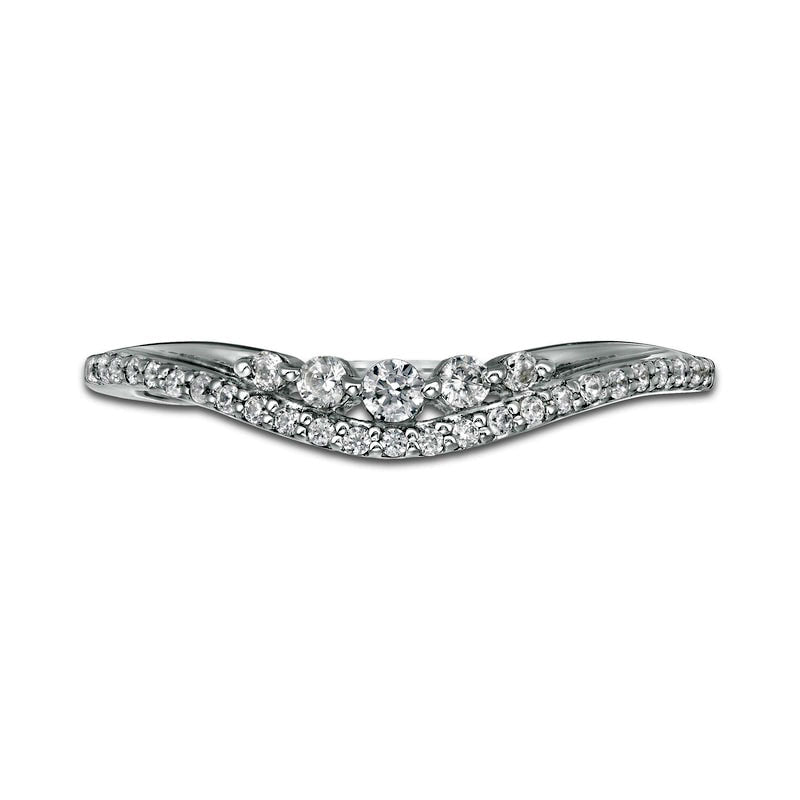 0.20 CT. T.W. Natural Diamond Five Stone Contour Anniversary Band in Solid 10K White Gold