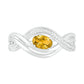 Sideways Oval Citrine and 0.07 CT. T.W. Natural Diamond Multi-Row Bypass Split Shank Ring in Sterling Silver