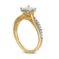 0.50 CT. T.W. Princess-Cut Quad Natural Diamond Twist Shank Engagement Ring in Solid 14K Gold