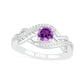 5.0mm Amethyst and 0.05 CT. T.W. Natural Diamond Layered Infinity Braid Ring in Sterling Silver