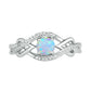 5.0mm Lab-Created Opal and 0.05 CT. T.W. Diamond Layered Infinity Braid Ring in Sterling Silver
