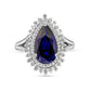 Pear-Shaped Blue and White Lab-Created Sapphire Double Shadow Frame Split Shank Ring in Sterling Silver