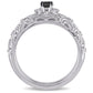 0.33 CT. T.W. Enhanced Black and White Natural Diamond Filigree Bridal Engagement Ring Set in Sterling Silver