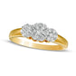 0.50 CT. T.W. Natural Diamond Three Stone Flower Frame Ring in Solid 10K Yellow Gold