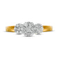 0.50 CT. T.W. Natural Diamond Three Stone Flower Frame Ring in Solid 10K Yellow Gold