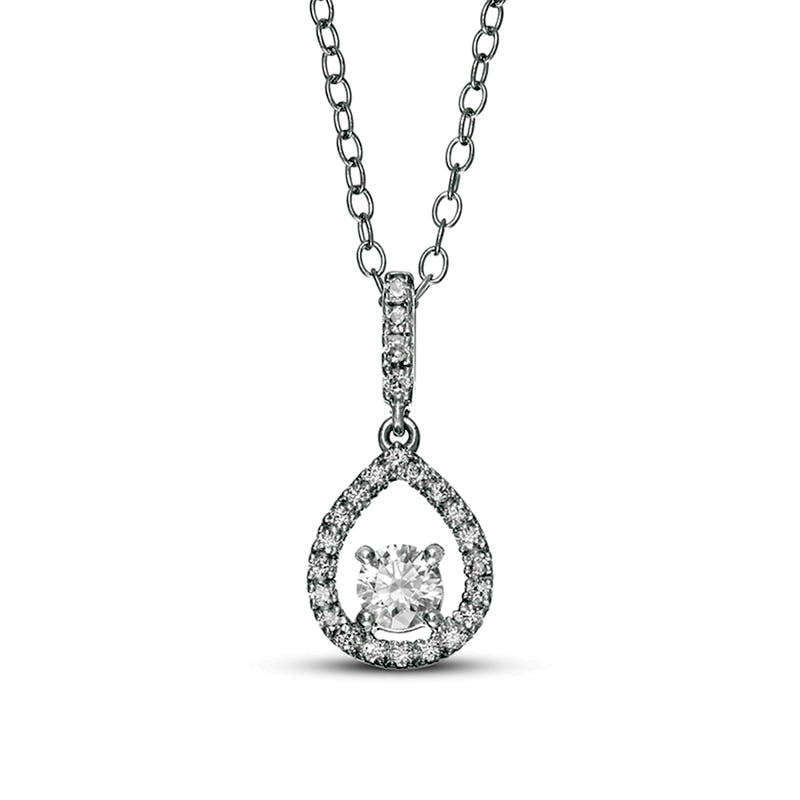 0.33 CT. T.W. Natural Diamond Teardrop Outline Frame Pendant in 10K White Gold