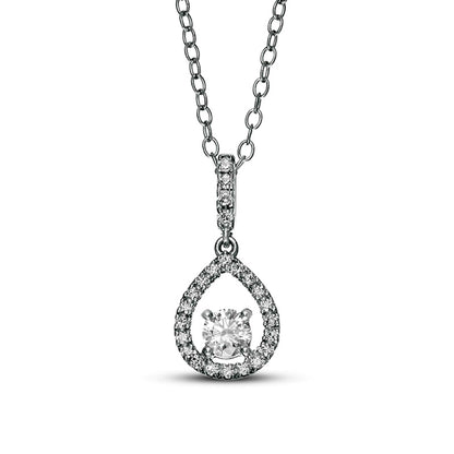 0.33 CT. T.W. Natural Diamond Teardrop Outline Frame Pendant in 10K White Gold