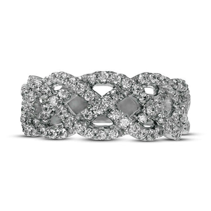 0.75 CT. T.W. Natural Diamond Loose Braid Ring in Solid 10K White Gold