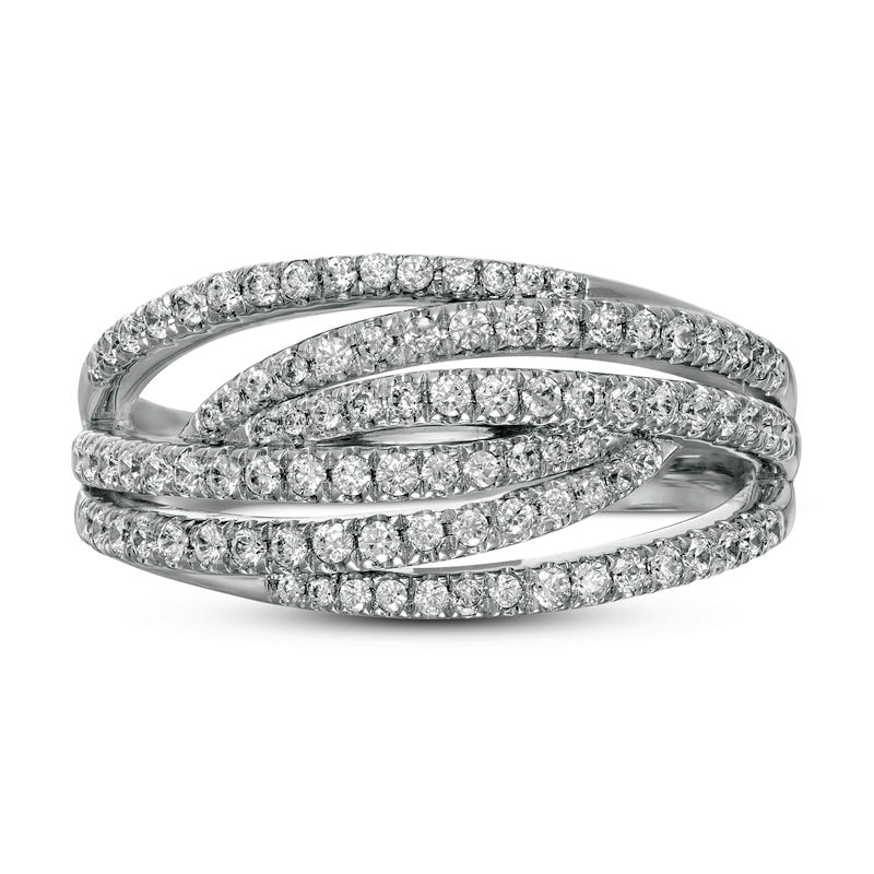 0.50 CT. T.W. Natural Diamond Intertwined Multi-Row Ring in Solid 10K White Gold