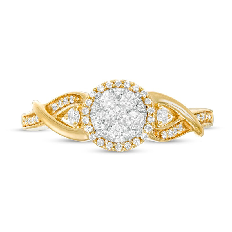 0.33 CT. T.W. Composite Natural Diamond Frame Twist Shank Ring in Solid 10K Yellow Gold