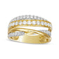 1.0 CT. T.W. Natural Diamond Cross-Over Multi-Row Ring in Solid 10K Yellow Gold