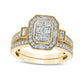 0.75 CT. T.W. Composite Natural Diamond Elongated Octagonal Frame Antique Vintage-Style Bridal Engagement Ring Set in Solid 10K Yellow Gold
