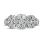 2.0 CT. T.W. Natural Diamond Three Stone Flower Frame Ring in Solid 10K White Gold