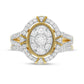 1.0 CT. T.W. Composite Oval Natural Diamond Split Shank Antique Vintage-Style Bridal Engagement Ring Set in Solid 10K Yellow Gold