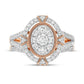 1.0 CT. T.W. Composite Oval Natural Diamond Split Shank Antique Vintage-Style Bridal Engagement Ring Set in Solid 10K Rose Gold