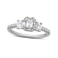 1.0 CT. T.W. Emerald-Cut Natural Diamond Frame Three Stone Engagement Ring in Solid 14K White Gold