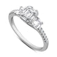 1.0 CT. T.W. Emerald-Cut Natural Diamond Frame Three Stone Engagement Ring in Solid 14K White Gold