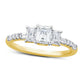 1.0 CT. T.W. Emerald-Cut Natural Diamond Three Stone Engagement Ring in Solid 14K Gold