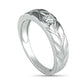 Men's 0.20 CT. Natural Clarity Enhanced Diamond Solitaire Textured Wedding Band in Solid 10K White Gold