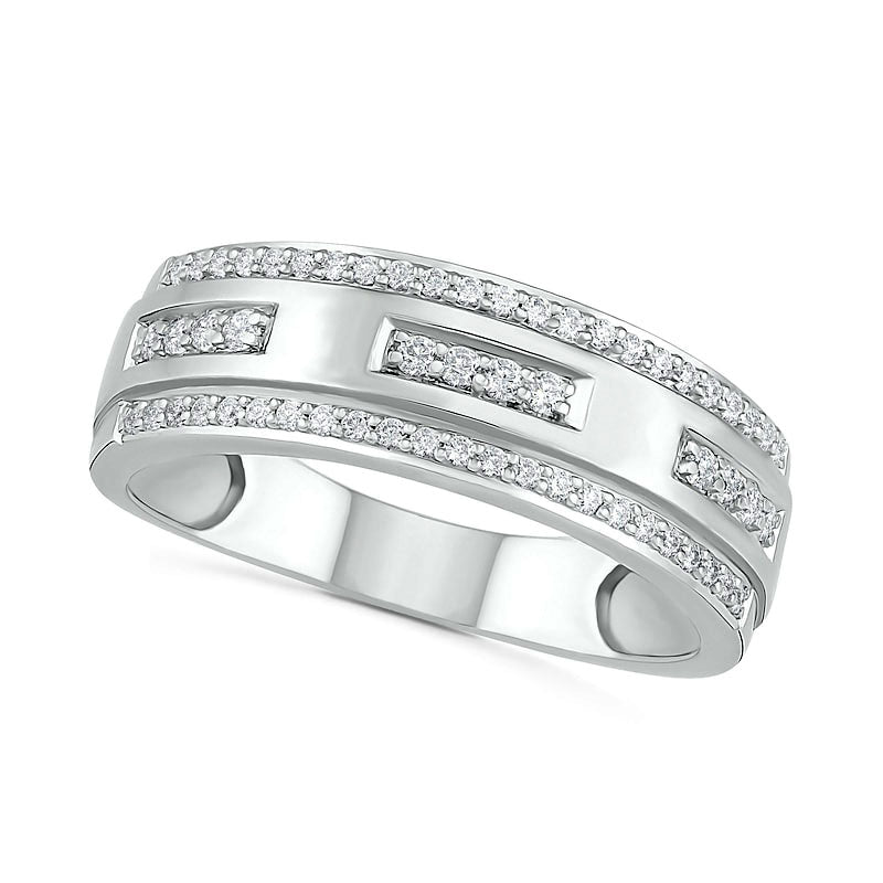 Men's 0.38 CT. T.W. Natural Diamond Edge Wedding Band in Solid 10K White Gold